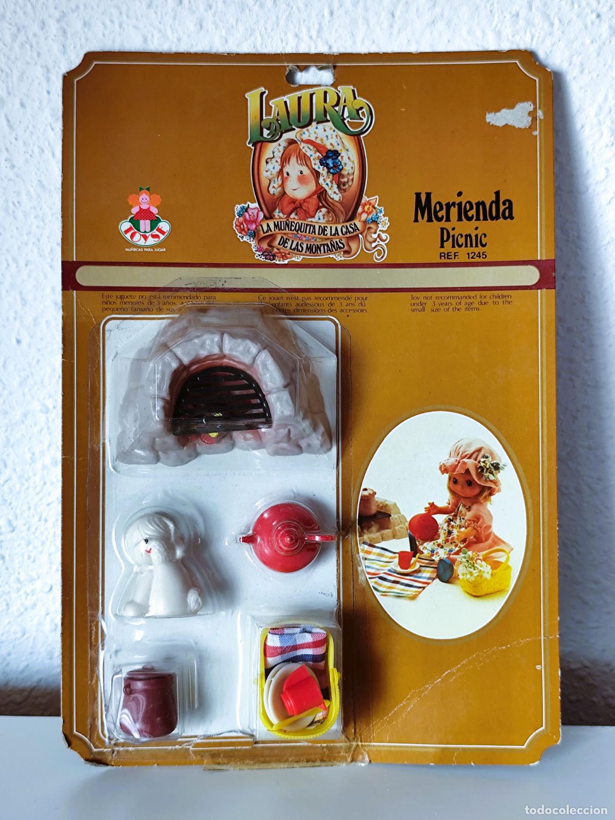 Vestidos mu&ntilde;ecas espa&ntilde;olas: Mu&ntilde;eca LAURA DE LAS MONTA&Ntilde;AS de TOYSE - Blister MERIENDA - PICNIC - A&ntilde;os 70.
