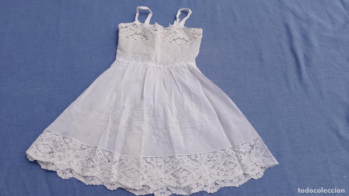 Vestidos mu&ntilde;ecas espa&ntilde;olas: Antigua combinaci&oacute;n blanca para mu&ntilde;ecas, de los a&ntilde;os 50