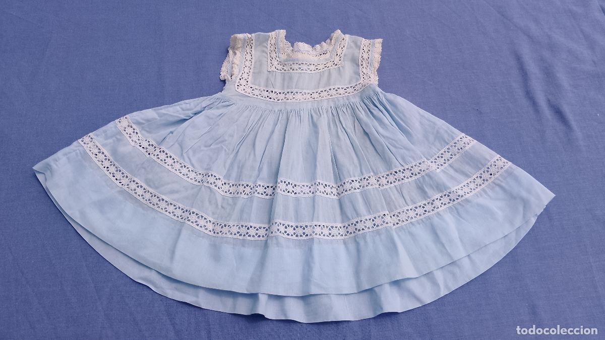 Vestidos mu&ntilde;ecas espa&ntilde;olas: Antiguo vestido azul de los a&ntilde;os 60 para mu&ntilde;ecas