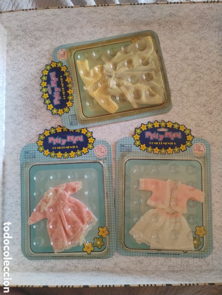 Vestidos mu&ntilde;ecas espa&ntilde;olas: &diams;Lote 3 Bl&iacute;sters Ropa Mu&ntilde;eca Piti y Mini (Berjusa) - Nuevos A&ntilde;os 70/80 (Ideal Barriguitas)