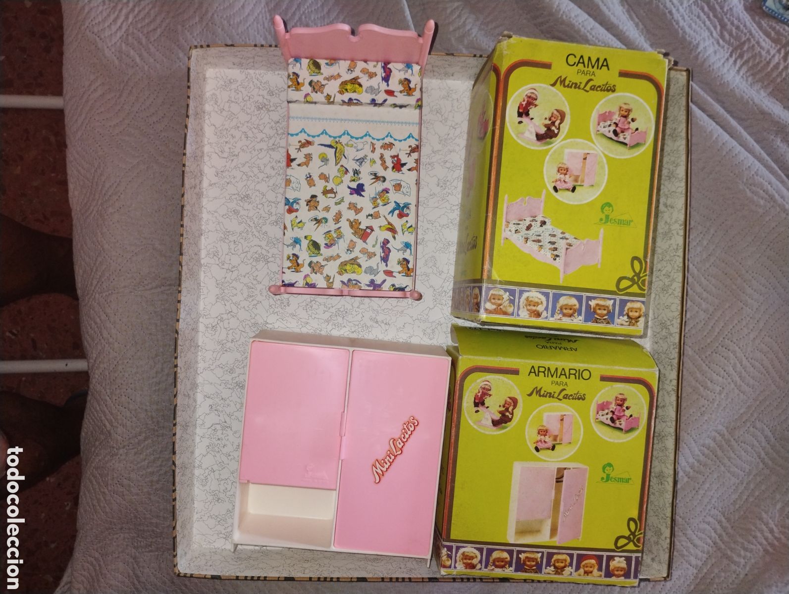 Vestidos mu&ntilde;ecas espa&ntilde;olas: &diams;Exclusivo Conjunto Habitaci&oacute;n Mini Lacitos Jesmar - A&ntilde;os 80 + Cajas Originales