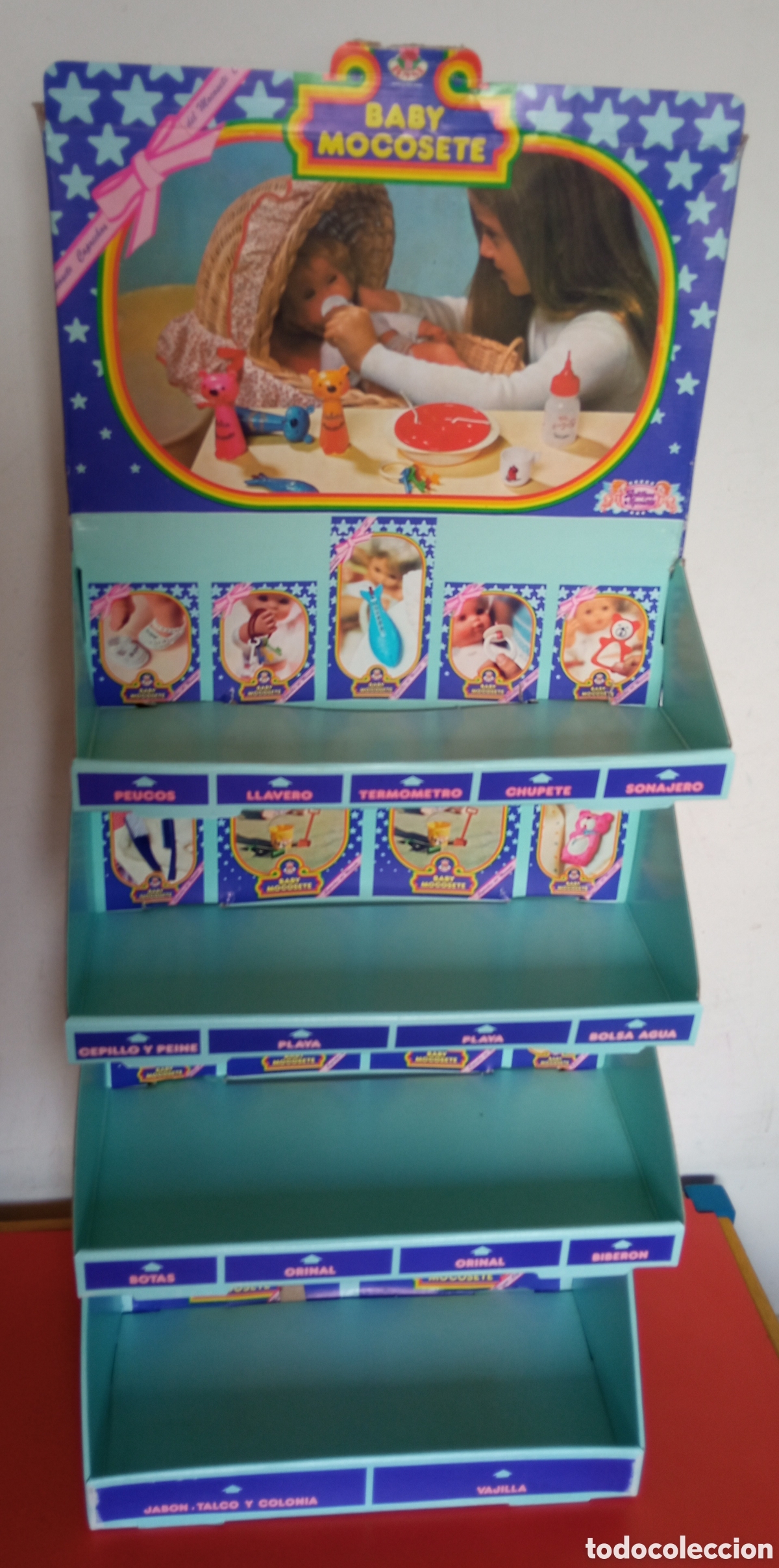 Vestidos mu&ntilde;ecas espa&ntilde;olas: GRAN EXPOSITOR DE CART&Oacute;N VAC&Iacute;O DE ACCESORIOS PARA BABY MOCOSETE.TOYSE 1978.