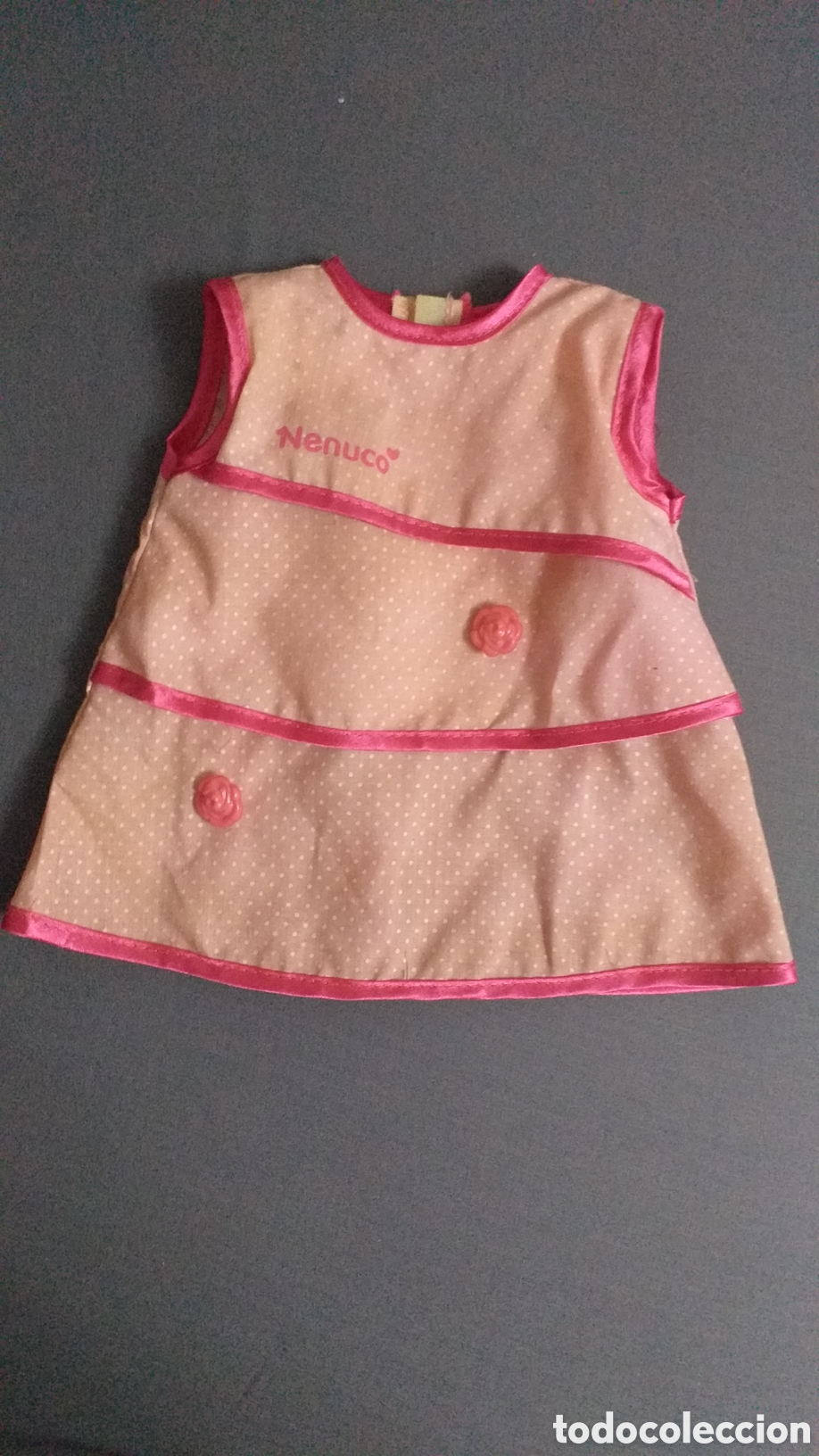 Vestidos mu&ntilde;ecas espa&ntilde;olas: NENUCO Famosa, vestido de mu&ntilde;eca. Tonos rosa, con dos adornos. Necesita lavado. Original.