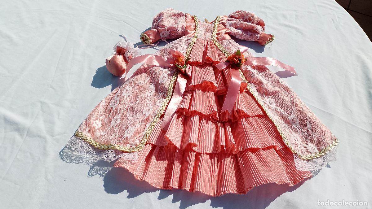 Vestidos mu&ntilde;ecas espa&ntilde;olas: Antiguo vestido rosa rom&aacute;ntico para mu&ntilde;ecas maniqu&iacute;