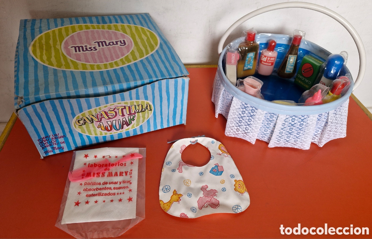 Vestidos mu&ntilde;ecas espa&ntilde;olas: CANASTILLA CON ASA AJUAR MISS MARY.BERDUS 80'S BERDU'S.NUEVA EN CAJA.