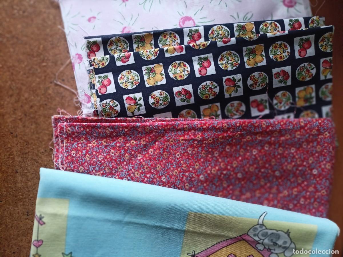 Vestidos mu&ntilde;ecas espa&ntilde;olas: Lote 4 retales de telas para vestidos de mu&ntilde;eca u otras manualidades