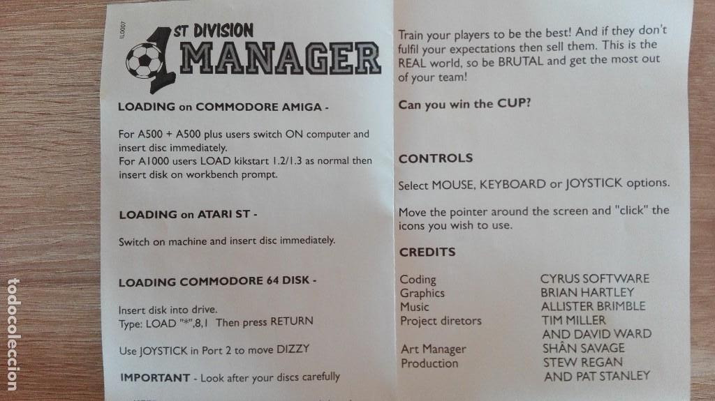 Videojuegos y consolas: 1ST.DIVISION MANAGER-COMMODORE AMIGA-CODEMASTERS-A&Ntilde;O 1991-BOX A ESTRENAR - Foto 3