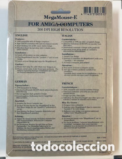 Videojuegos y consolas: MegaMouse-E For Amiga Computers (300dpi) [Commodore Amiga & CD32] Rat&oacute;n,Bola,Mouse,Alfa data - Foto 2
