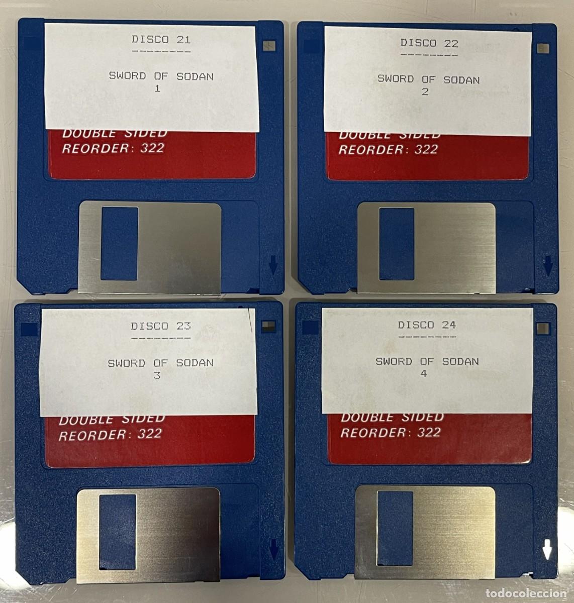 Videojuegos y consolas: 4 discos v&iacute;rgenes grabados-Sword of Sodan Commodore Amiga.Para formateo y usar.Probados/funcionando