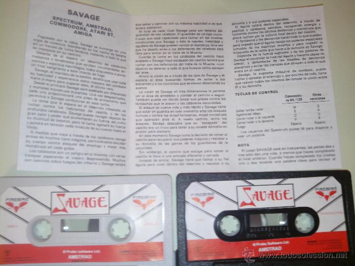 Videojuegos y consolas: AMSTRAD  SAVAGE DE FIREBIRD CASSETTE COMPLETO - Foto 3
