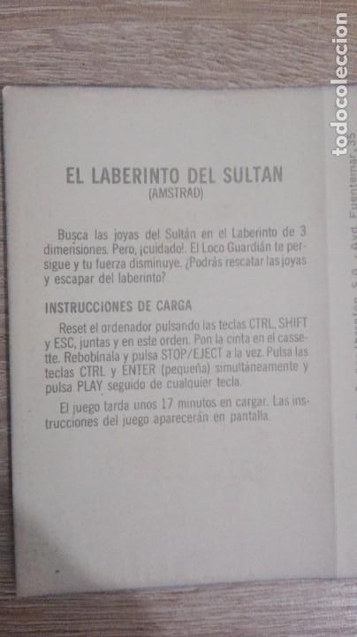Videojuegos y consolas: EL LABERINTO DEL SULT&Aacute;N-AMSTRAD CASSETTE-AMSOFT-A&Ntilde;O 1985. - Foto 4