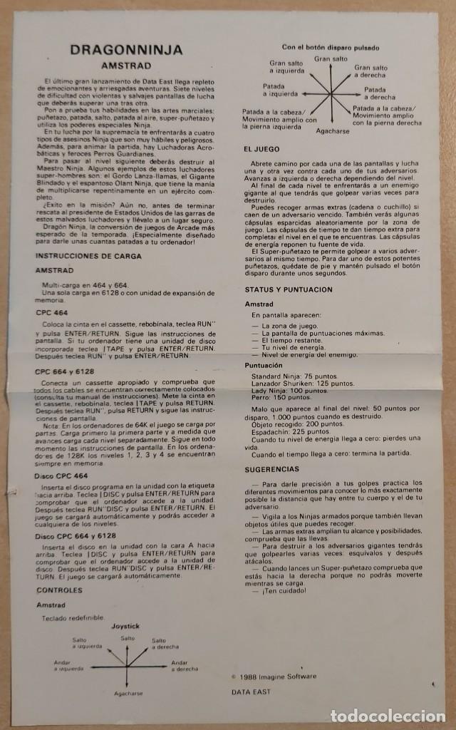Videojuegos y consolas: Dragon Ninja Amstrad Cinta - Foto 2