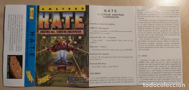 Videojuegos y consolas: H.A.T.E Hostile All Terrain Encounter Amstrad Cinta - Foto 7