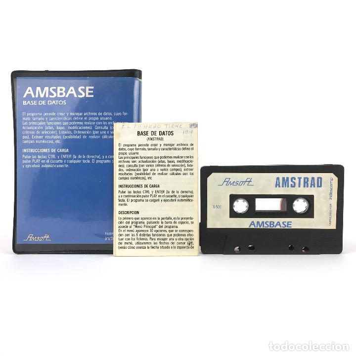 Videojuegos y consolas: AMSBASE ESTUCHE COMPLETO AMSOFT / INDESCOMP 1984 BASE DE DATOS PROGRAMA AMSTRAD CPC 464 664 CASSETTE - Foto 2