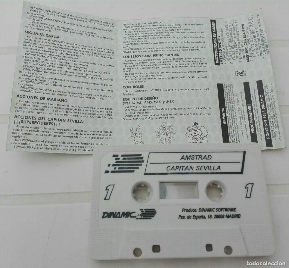 Videojuegos y consolas: CAPITAN SEVILLA DINAMIC SOFTWARE AMSTRAD CPC 464 664 472 6128 - Foto 3