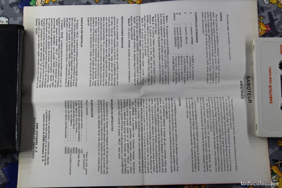 Videojuegos y consolas: AMSTRAD ESTUCHE ERBE DURELL SABOTEUR EN ESPA&Ntilde;OL - Foto 3