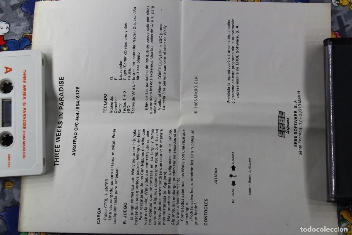 Videojuegos y consolas: AMSTRAD ESTUCHE ERBE THREE WEEKS IN PARADISE EN ESPA&Ntilde;OL - Foto 3
