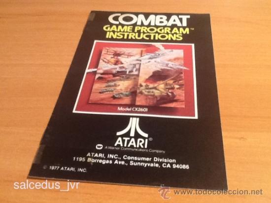 Videojuegos y consolas: Combat Manual de Instrucciones Libro de Usuario para juego de Atari 2600 - Foto 1