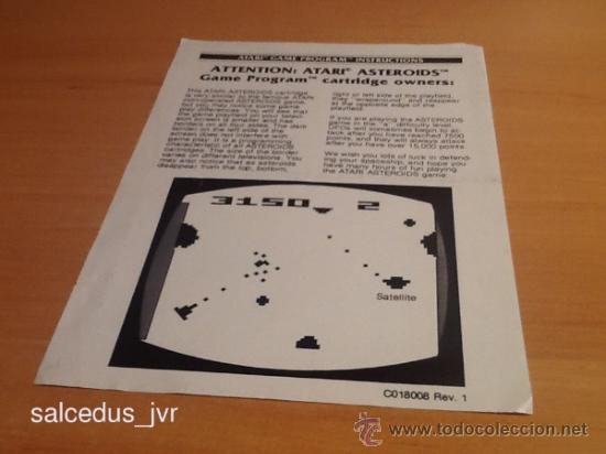 Videojuegos y consolas: Asteroids Manual de Instrucciones Libro de Usuario para juego de Atari 2600 - Foto 1