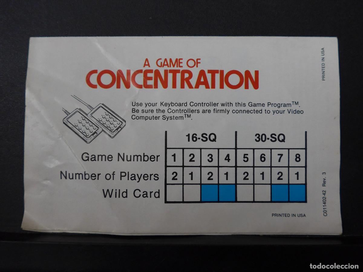 Videojuegos y consolas: INSTRUCCIONES DEL JUEGO DE ATARI A GAME OF CONCENTRATION - Foto 2