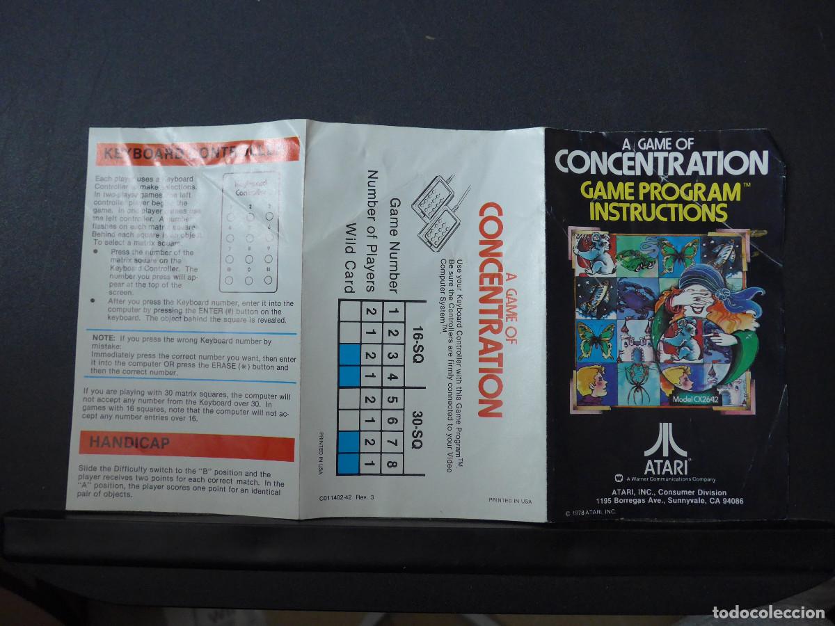 Videojuegos y consolas: INSTRUCCIONES DEL JUEGO DE ATARI A GAME OF CONCENTRATION - Foto 4