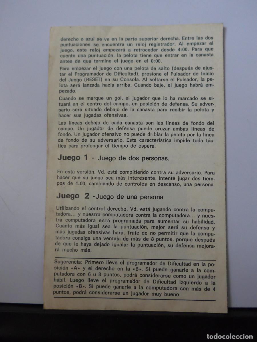 Videojuegos y consolas: INSTRUCCIONES DEL JUEGO DE ATARI BALONCESTO BASKETBALL - Foto 2