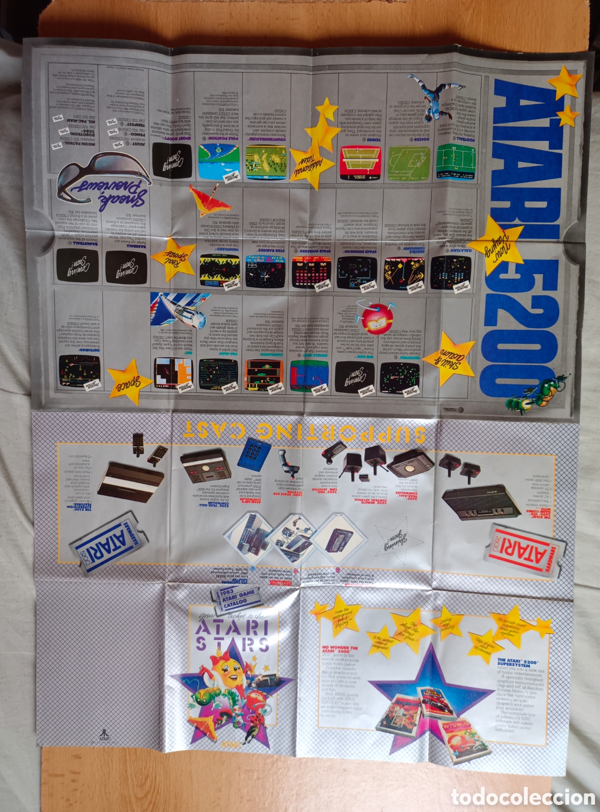 Videojuegos y consolas: Catalogo , poster desplegable original a&ntilde;o 1982 Atari 2600 / 5200 pacman - Foto 2