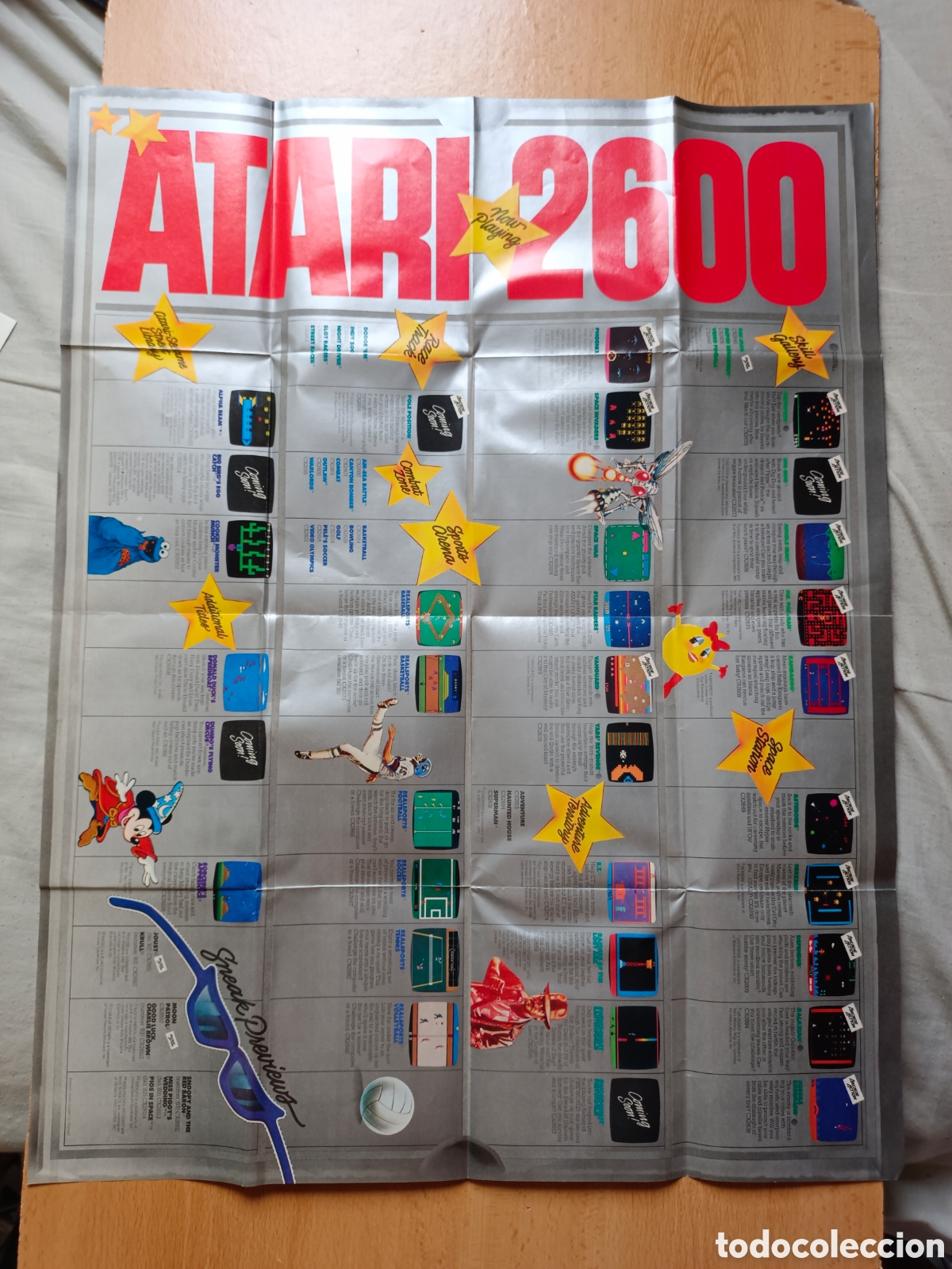 Videojuegos y consolas: Catalogo , poster desplegable original a&ntilde;o 1982 Atari 2600 / 5200 pacman - Foto 1