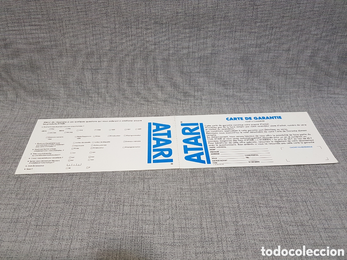 Videojuegos y consolas: ATARI TARJETA DE GARANT&Iacute;A + INSCRIPCI&Oacute;N EN CLUB ATARI (EN FRANC&Eacute;S) - Foto 3