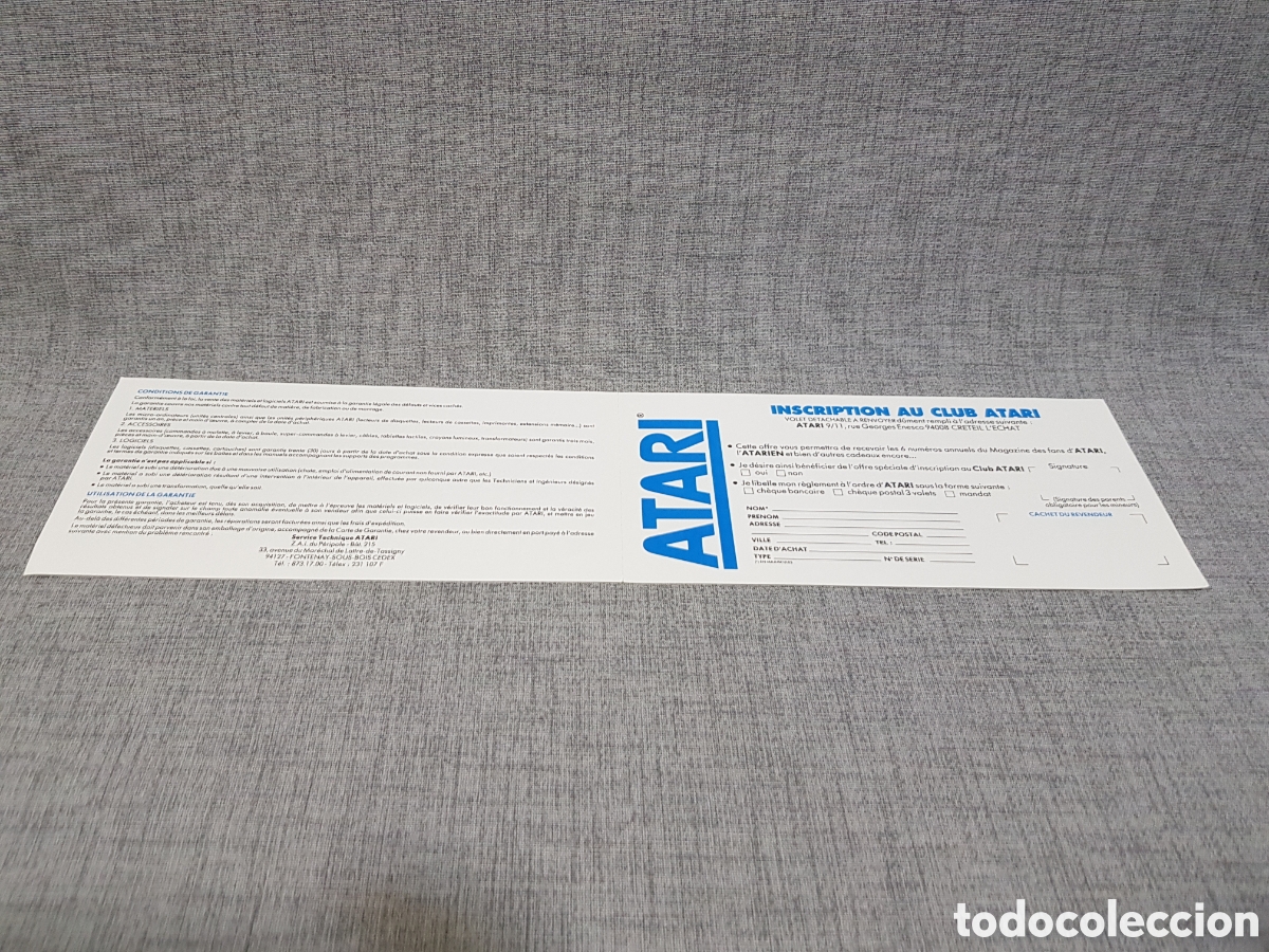 Videojuegos y consolas: ATARI TARJETA DE GARANT&Iacute;A + INSCRIPCI&Oacute;N EN CLUB ATARI (EN FRANC&Eacute;S) - Foto 4