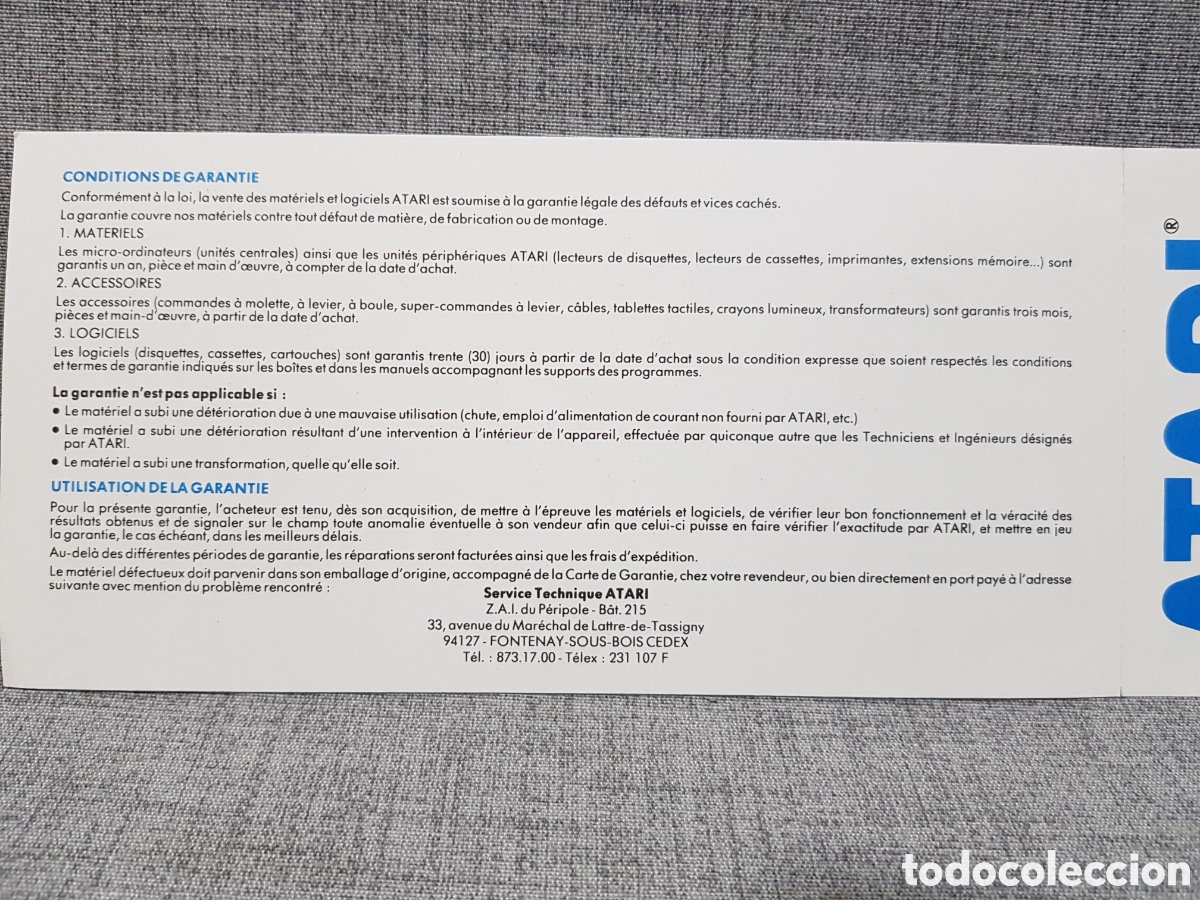 Videojuegos y consolas: ATARI TARJETA DE GARANT&Iacute;A + INSCRIPCI&Oacute;N EN CLUB ATARI (EN FRANC&Eacute;S) - Foto 7