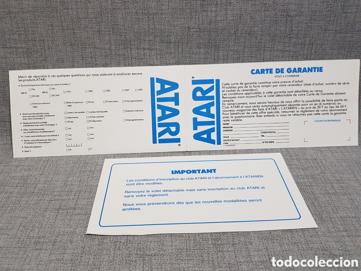 Videojuegos y consolas: ATARI TARJETA DE GARANT&Iacute;A + INSCRIPCI&Oacute;N EN CLUB ATARI (EN FRANC&Eacute;S) - Foto 12