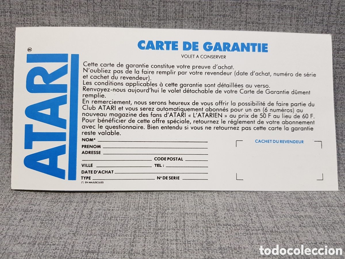 Videojuegos y consolas: ATARI TARJETA DE GARANT&Iacute;A + INSCRIPCI&Oacute;N EN CLUB ATARI (EN FRANC&Eacute;S) - Foto 15