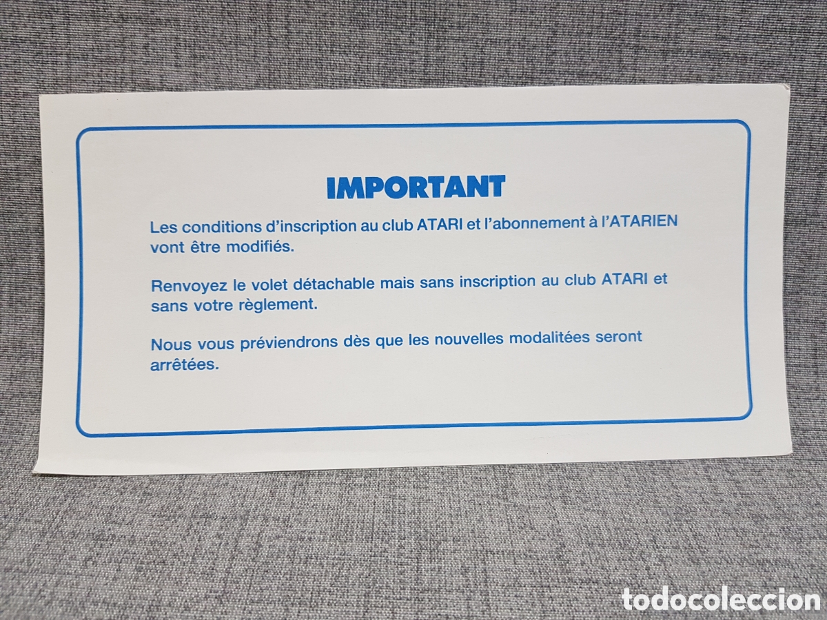 Videojuegos y consolas: ATARI TARJETA DE GARANT&Iacute;A + INSCRIPCI&Oacute;N EN CLUB ATARI (EN FRANC&Eacute;S) - Foto 19