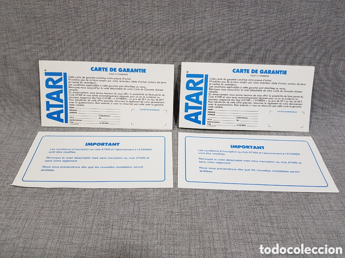 Videojuegos y consolas: ATARI TARJETA DE GARANT&Iacute;A + INSCRIPCI&Oacute;N EN CLUB ATARI (EN FRANC&Eacute;S) - Foto 1