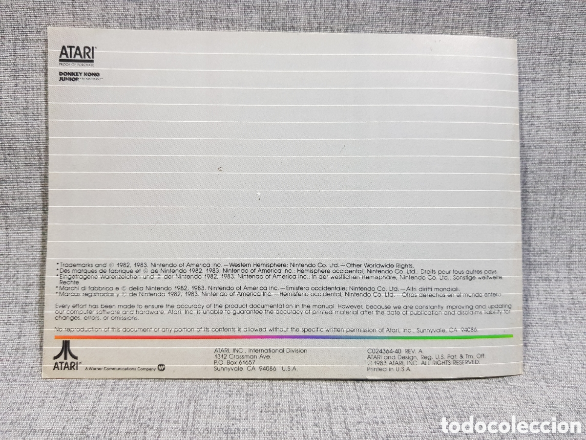Videojuegos y consolas: ATARI DONKEY KONG JUNIOR MANUAL DEL JUEGO PARA ATARI. MULTILING&Uuml;E. A&Ntilde;O 1983 - Foto 10