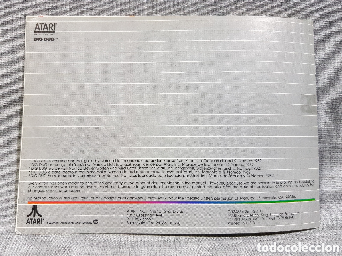 Videojuegos y consolas: ATARI DIG DUG MANUAL DEL JUEGO PARA ATARI. MULTILING&Uuml;E. A&Ntilde;O 1983 - Foto 10