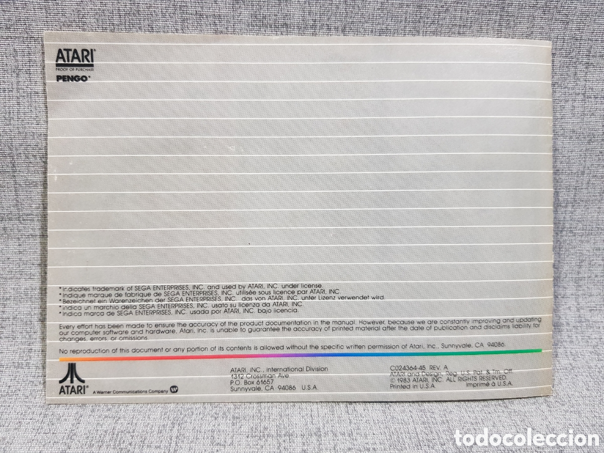 Videojuegos y consolas: ATARI PENGO MANUAL DEL JUEGO PARA ATARI. MULTILING&Uuml;E. A&Ntilde;O 1983 - Foto 8