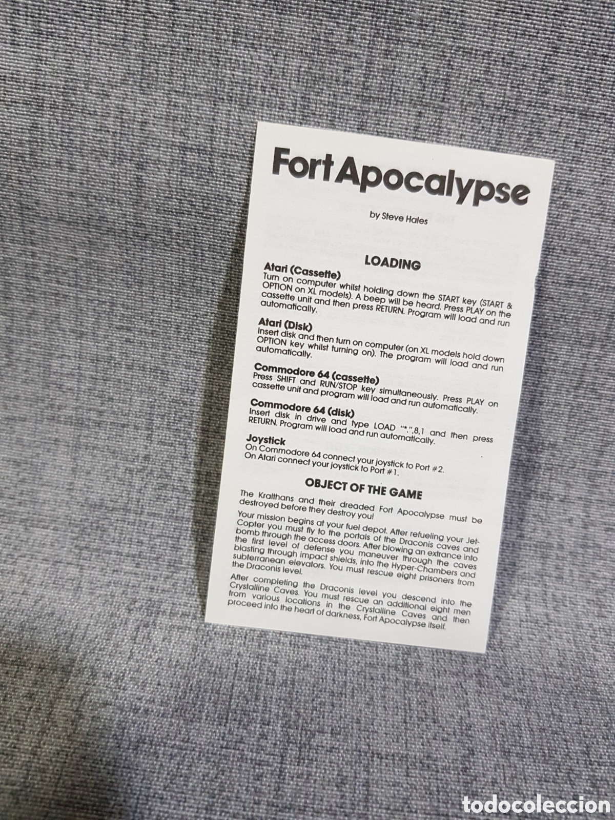 Videojuegos y consolas: ATARI CASETE FORT APOCALYPSE. SYNSOFT 1984 - Foto 8