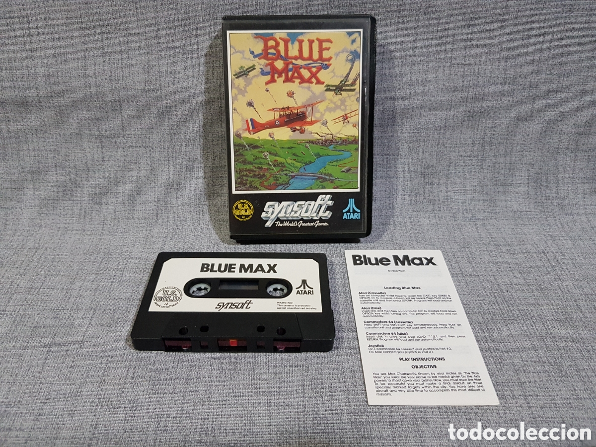 Videojuegos y consolas: ATARI CASETE BLUE MAX SYNSOFT 1984 - Foto 1