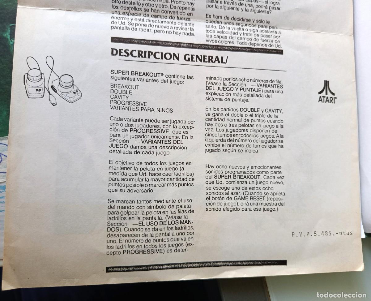 Videojuegos y consolas: INSTRUCCIONES SUPER BREAKOUT en espa&ntilde;ol consola Atari Video Computer System (ATARI 2600) - Foto 6