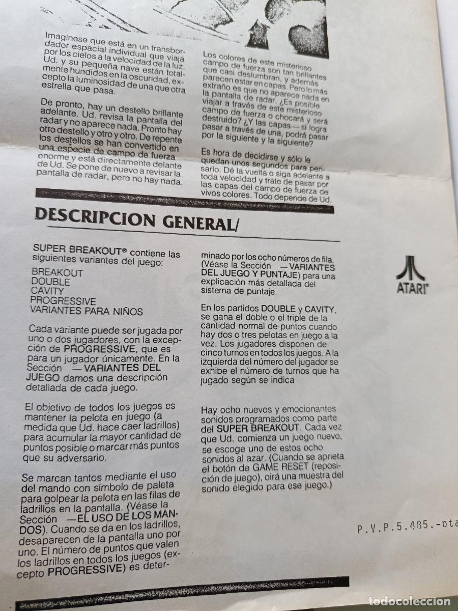 Videojuegos y consolas: INSTRUCCIONES SUPER BREAKOUT en espa&ntilde;ol consola Atari Video Computer System (ATARI 2600) - Foto 8