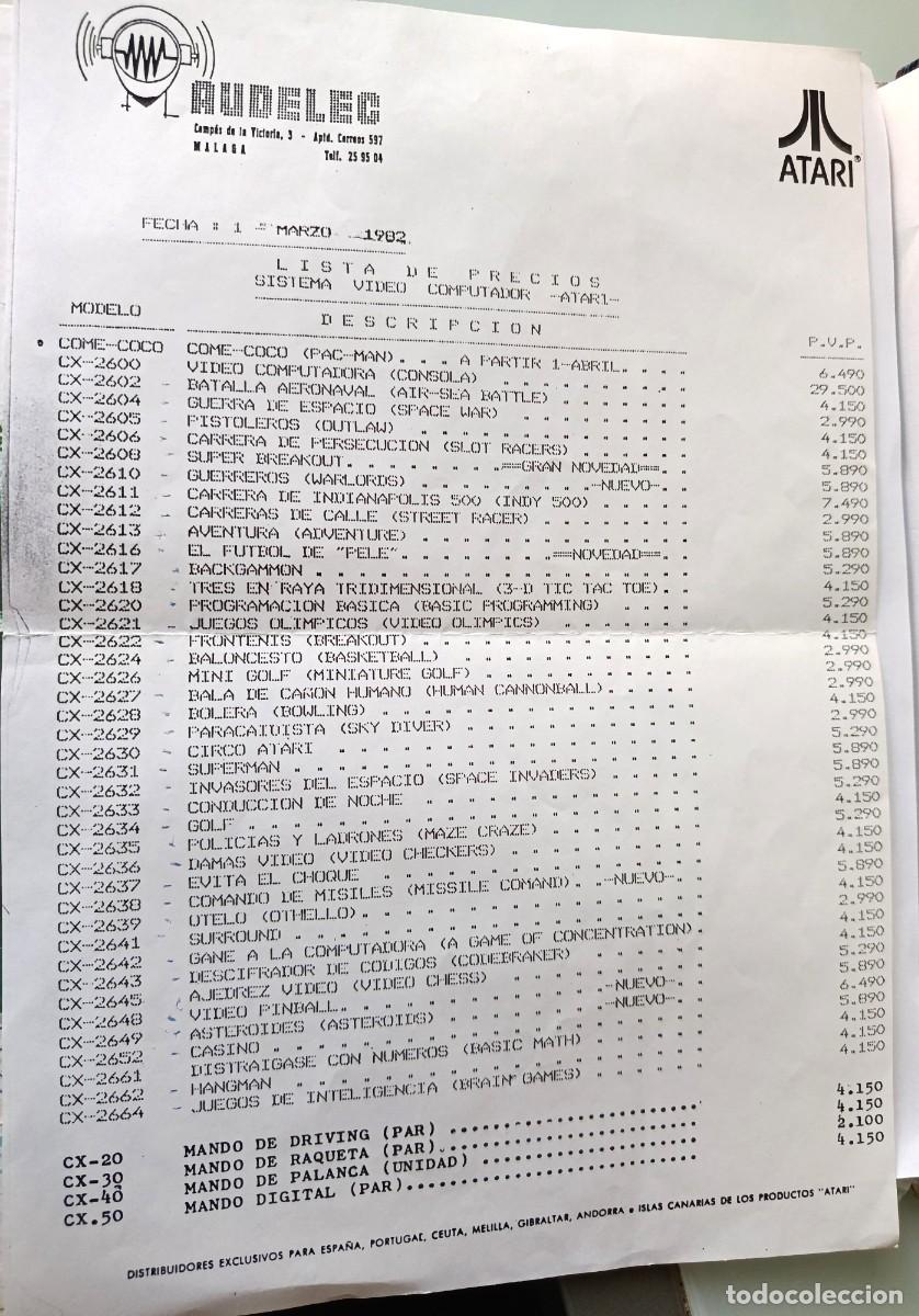 Videojuegos y consolas: HOJA DE PRECIOS Y REFERENCIAS en espa&ntilde;ol de la consola Atari Video Computer System (ATARI 2600)