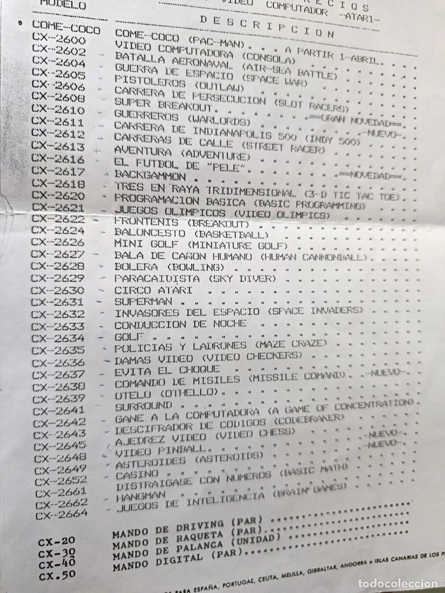 Videojuegos y consolas: HOJA DE PRECIOS Y REFERENCIAS en espa&ntilde;ol de la consola Atari Video Computer System (ATARI 2600) - Foto 3