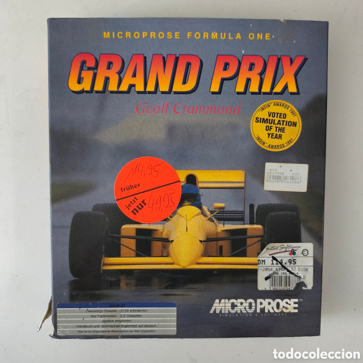 Jeux Vid&eacute;o et Consoles: MicroProse Formula One Grand Prix de Geoff Crammond para Atari ST, edici&oacute;n alemana de 1991.