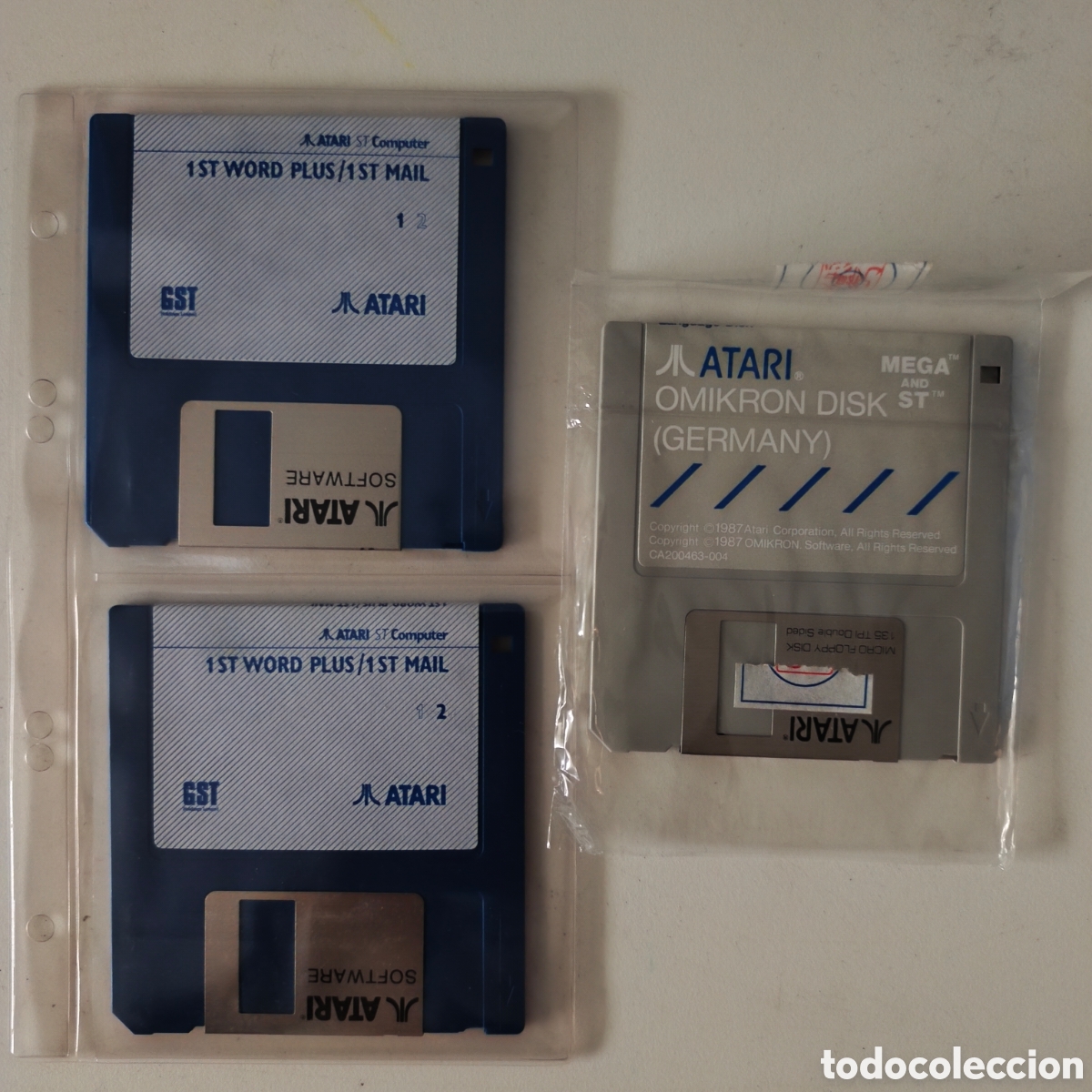 Videojuegos y consolas: LOTE SOFTWARE ORIGINAL ATARI ST &ndash; 1ST WORD PLUS / 1ST MAIL + OMIKRON DISK con manuales en aleman - Foto 1