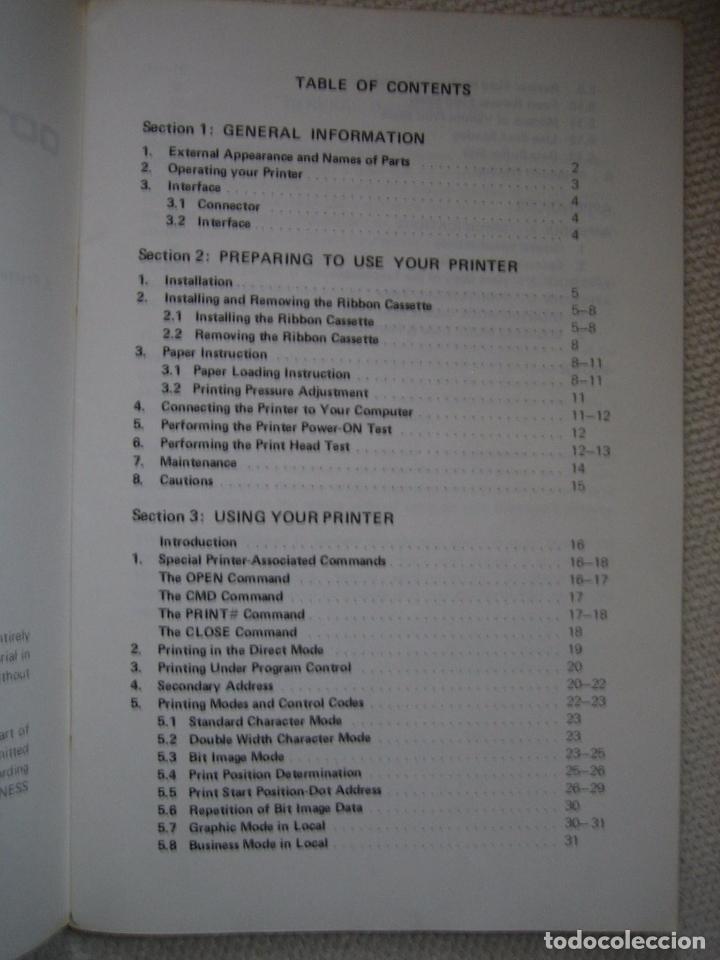 Videojuegos y consolas: Manual  Commodore  Computers MPS-801 dot matrix printer. Impresora - Foto 4