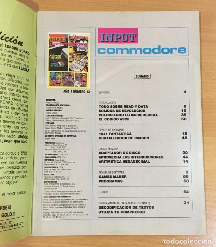 Videojuegos y consolas: REVISTA C64 INPUT COMMODORE n&ordm; 12 - A&Ntilde;O 2 AGOSTO 1986 - Foto 3