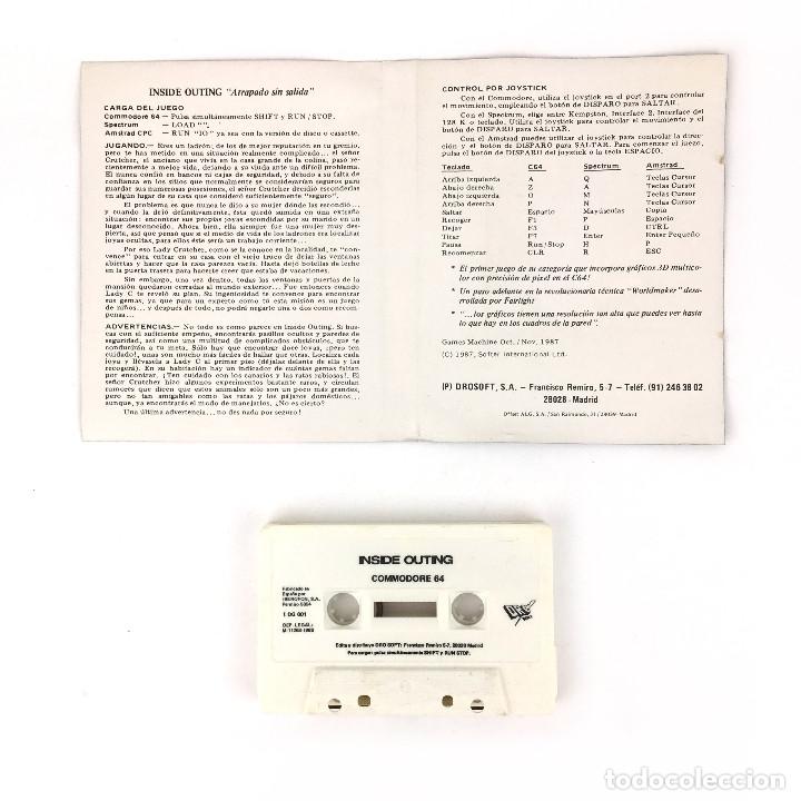 Videojuegos y consolas: INSIDE OUTING DRO SOFT ESPA&Ntilde;A SOFTEK THE EDGE 1988 RAFFLES 3D ISO CBM COMMODORE 64 128 C64 CASSETTE - Foto 2