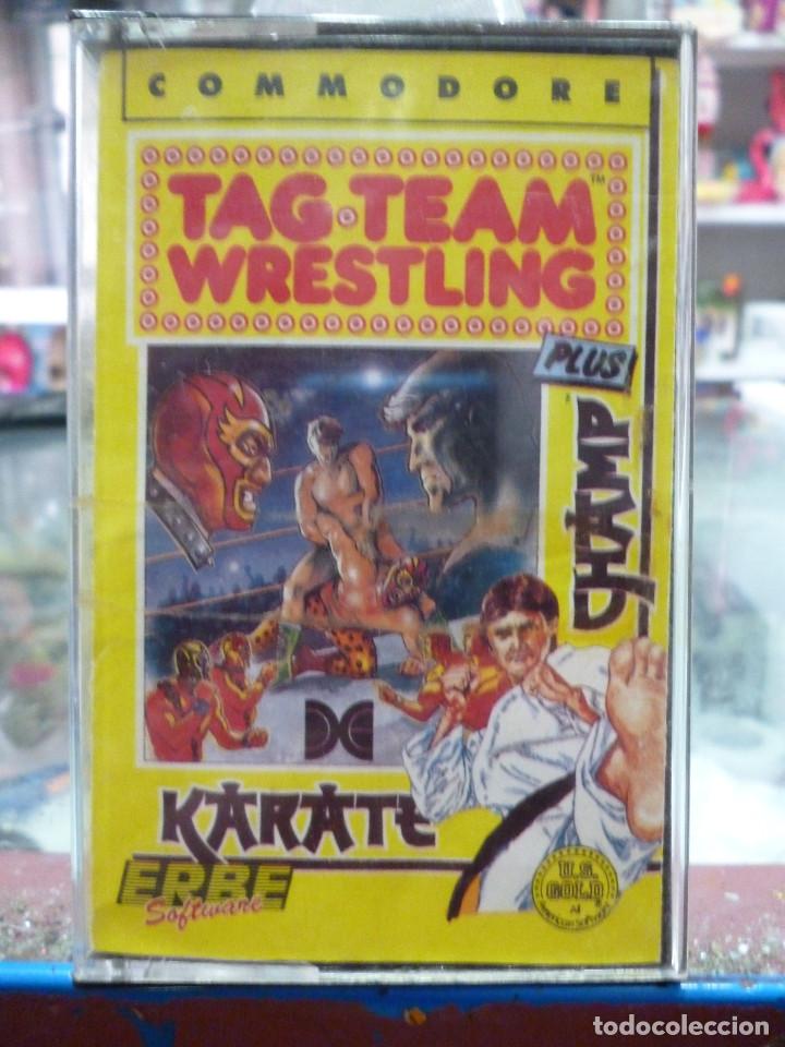 Videojuegos y consolas: CINTA CON 2 JUEGOS DE COMMODORE TAG-TEAM WRESTLING Y KARATE CHAMP - Foto 1